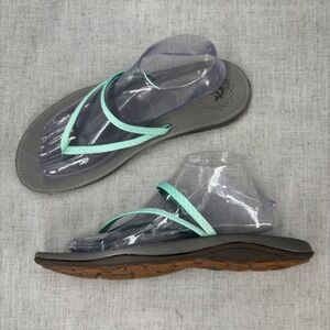 Chaco Abbey Flip Flops Dual Strap Gray‎ Mint Green Straps Sandals Slip On